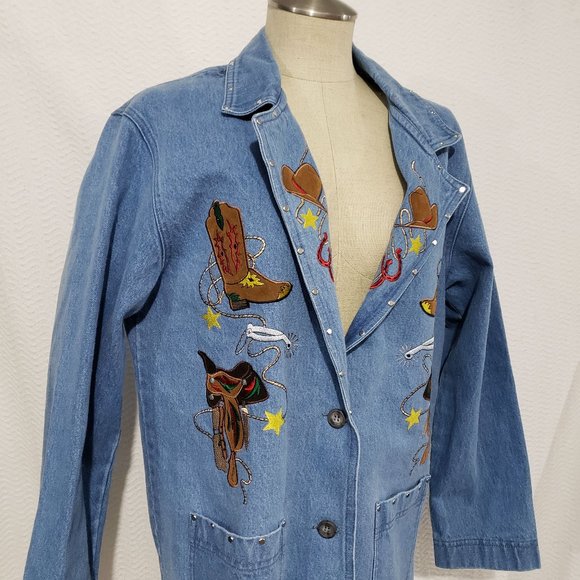The Blue Denim Jacket Buttons Cowboy pattern - Picture 2 of 8